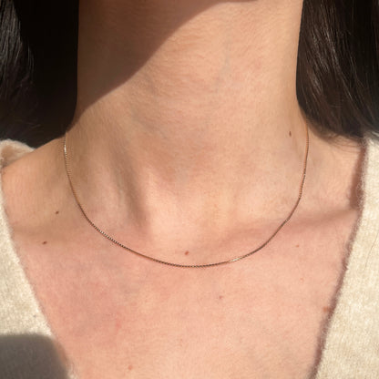 10KT Rose Gold Solid 1mm Box Chain Necklace