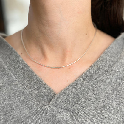 Sterling Silver Thin Oval Collar Necklace