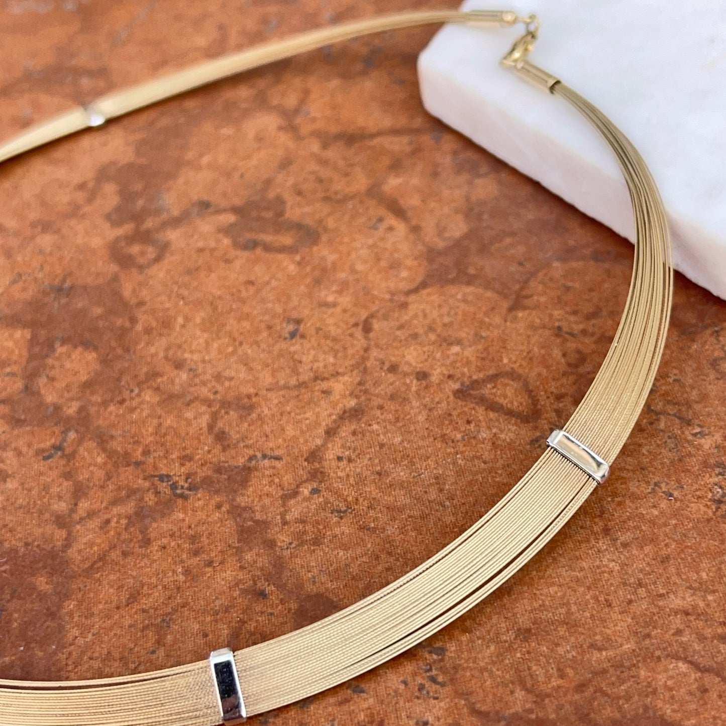 Estate 14KT Yellow Gold Multi-Strand Bar Station Collar Necklace