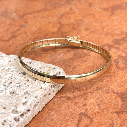 14KT Yellow Gold Shiny Domed Omega 6mm Link Bracelet