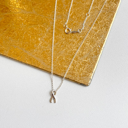 Sterling Silver Cancer Awareness Ribbon Pendant Chain Necklace