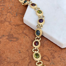 Load image into Gallery viewer, Estate 14KT Yellow Gold Etruscan Oval Gemstone Link Bracelet