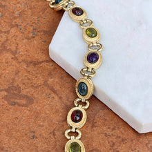 Load image into Gallery viewer, Estate 14KT Yellow Gold Etruscan Oval Gemstone Link Bracelet
