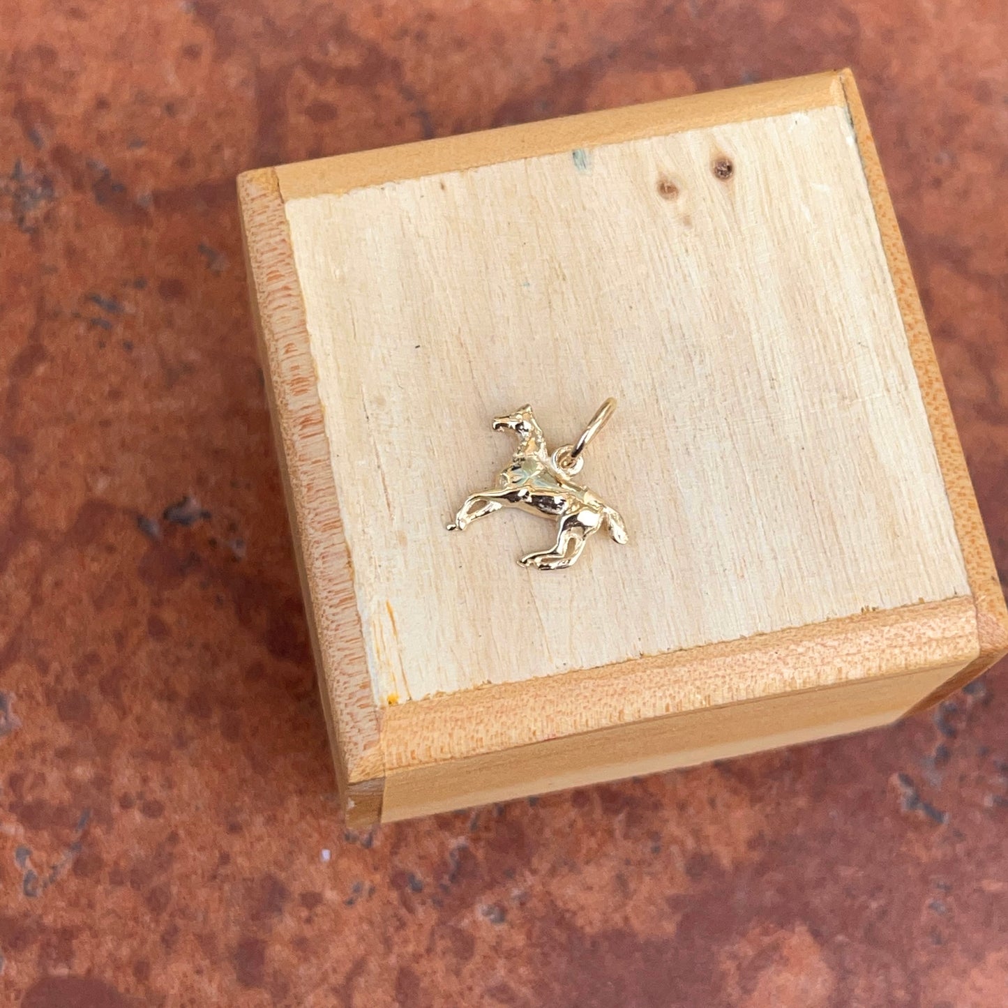 14KT Yellow Gold Running Horse Mini Pendant Charm