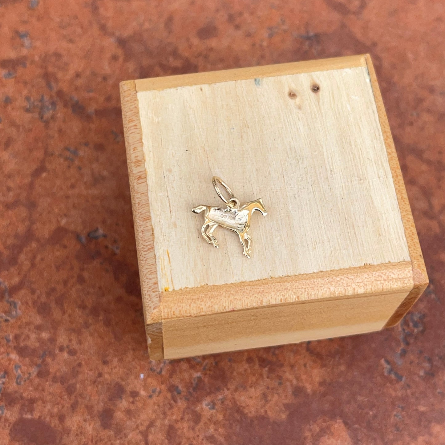 14KT Yellow Gold Running Horse Mini Pendant Charm