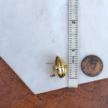 Load image into Gallery viewer, Estate 14KT Yellow Gold Ribbed Pear Shape Omega Earrings