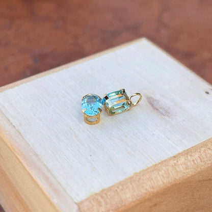 Estate 14KT Yellow Gold Oval Blue Topaz Earring Charms