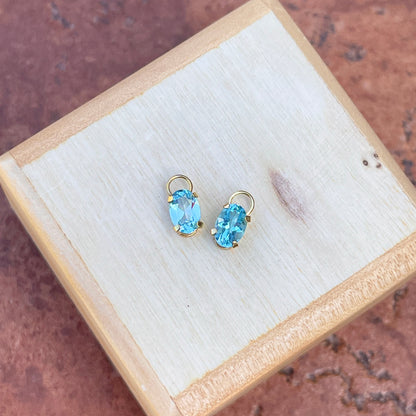 Estate 14KT Yellow Gold Oval Blue Topaz Earring Charms