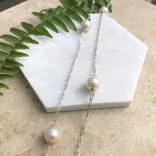 Load image into Gallery viewer, Sterling Silver Paspaley South Sea Pearl Station Chain Necklace 28&quot; - Legacy Saint Jewelry