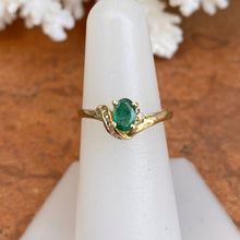 Load image into Gallery viewer, Estate 14KT Yellow Gold Oval .70 CT Emerald + Diamond Accent Ring
