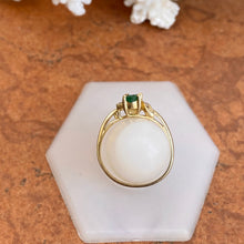 Load image into Gallery viewer, Estate 14KT Yellow Gold Oval .70 CT Emerald + Diamond Accent Ring
