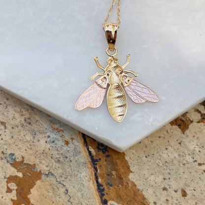 Tri-Color 14KT Yellow Gold, Rose Gold, + White Rhodium Bee Pendant Charm, Tri-Color 14KT Yellow Gold, Rose Gold, + White Rhodium Bee Pendant Charm - Legacy Saint Jewelry