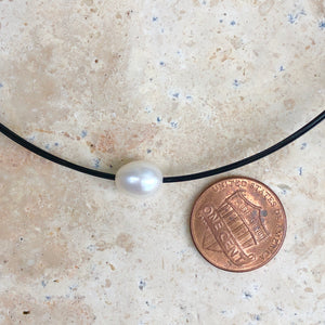 Blackened Stainless Steel Freshwater Pearl Necklace, Blackened Stainless Steel Freshwater Pearl Necklace - Legacy Saint Jewelry