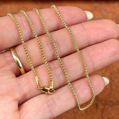 14KT Yellow Gold Rounded 1.5mm Mesh Popcorn Link Chain Necklace