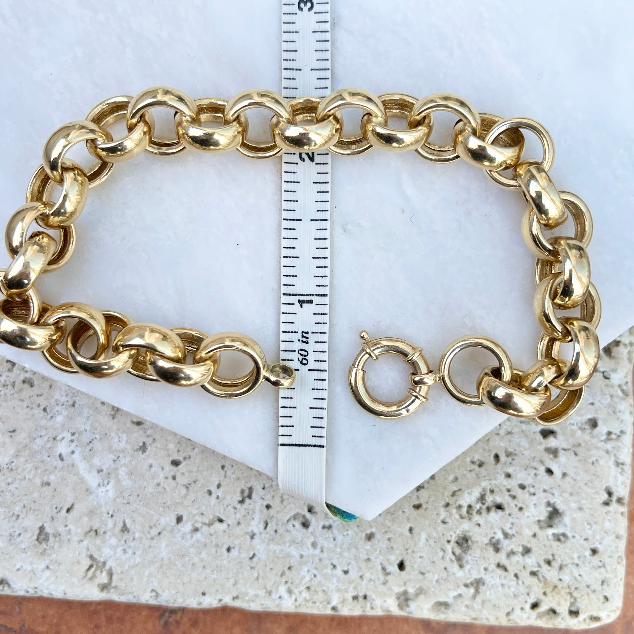 Estate 14K Yellow Gold Double Link Charm Bracelet