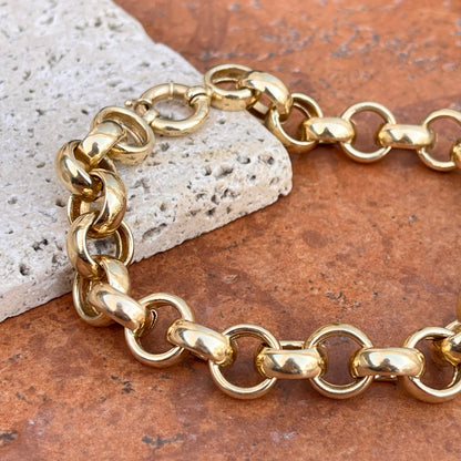 Estate 14KT Yellow Gold Chunky Rolo Chain Toggle Bracelet 9"
