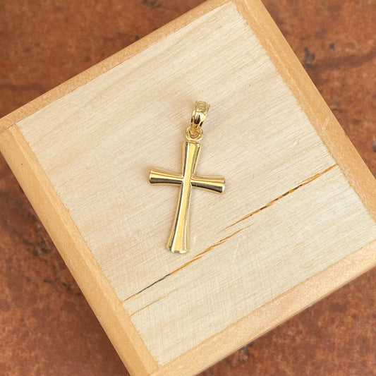 10KT Yellow Gold Beveled Cross Pendant Charm