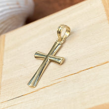Load image into Gallery viewer, 10KT Yellow Gold Beveled Cross Pendant Charm