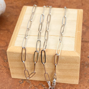 14KT White Gold Polished Open Paper Clip Chain Link Necklace 2.6mm