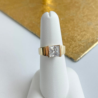 Estate 10KT Yellow Gold Channel-Set Square CZ Ring