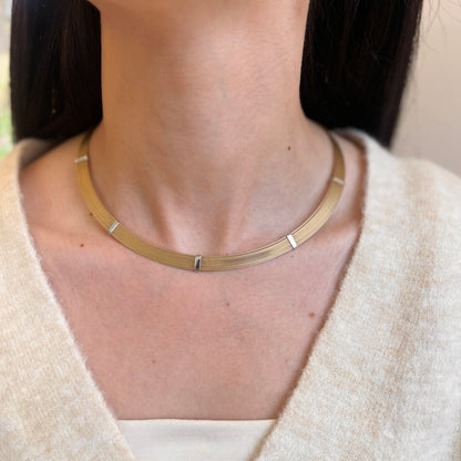 Estate 14KT Yellow Gold Multi-Strand Bar Station Collar Necklace