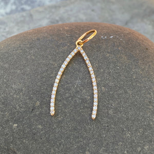 14KT Yellow Gold .30 CT Diamond Wishbone Pendant, 14KT Yellow Gold .30 CT Diamond Wishbone Pendant - Legacy Saint Jewelry
