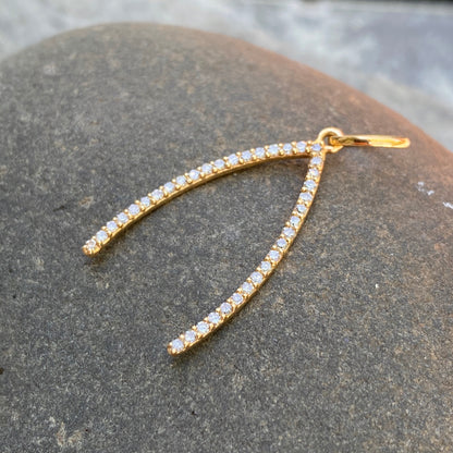 14KT Yellow Gold .30 CT Diamond Wishbone Pendant, 14KT Yellow Gold .30 CT Diamond Wishbone Pendant - Legacy Saint Jewelry