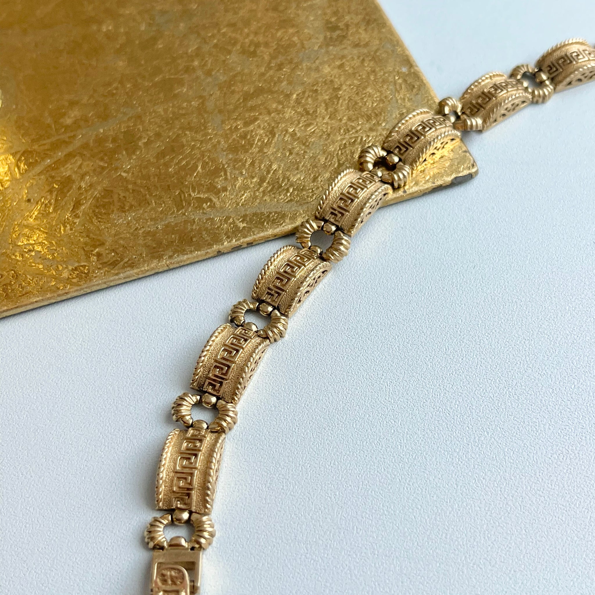 Gold Rectangle Greek Key Necklace