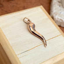 Load image into Gallery viewer, 14KT Rose Gold Small &quot;Cornicello&quot; Italian Horn Pendant Charm 25mm