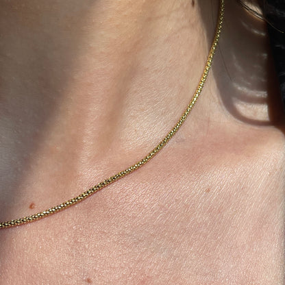 14KT Yellow Gold Rounded 1.5mm Mesh Popcorn Link Chain Necklace