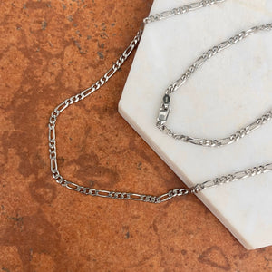 Sterling Silver 2.28mm Figaro Chain Link Necklace