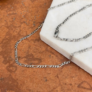 Sterling Silver 2.28mm Figaro Chain Link Necklace