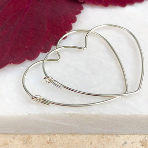 Sterling Silver Heart Hoop Earrings 30MM, Sterling Silver Heart Hoop Earrings 30MM - Legacy Saint Jewelry