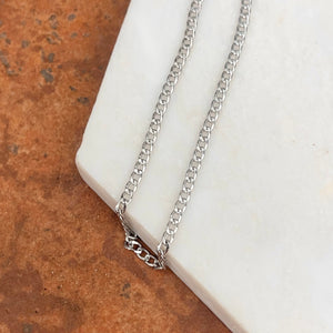 14KT White Gold Semi-Solid 2.5mm Curb Chain Necklace