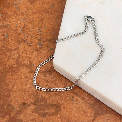 14KT White Gold Semi-Solid 2.5mm Curb Chain Necklace