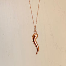 Load image into Gallery viewer, 14KT Rose Gold Small &quot;Cornicello&quot; Italian Horn Pendant Necklace
