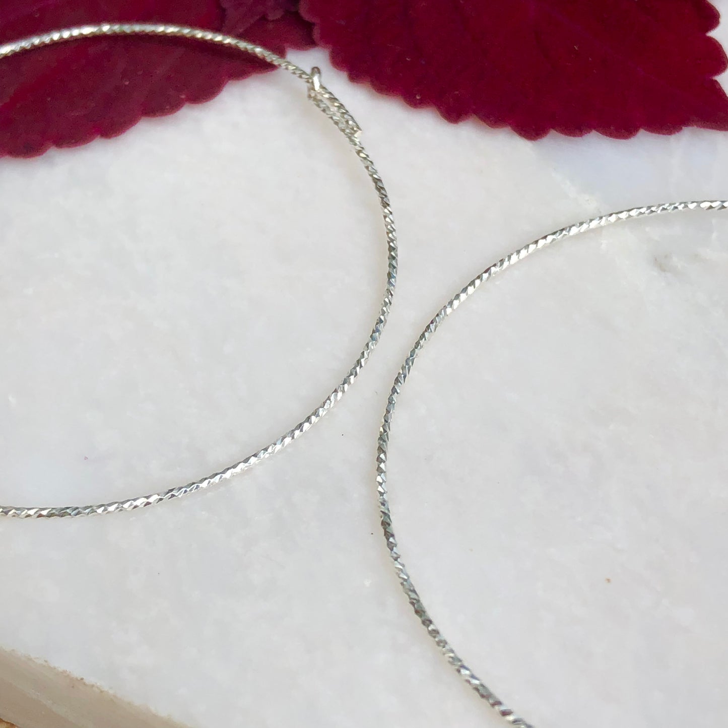 Sterling Silver Sparkle Hoop Earrings 45mm, Sterling Silver Sparkle Hoop Earrings 45mm - Legacy Saint Jewelry