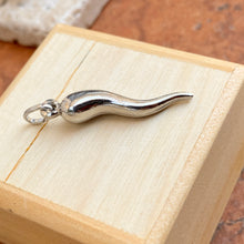 Load image into Gallery viewer, Sterling Silver Medium &quot;Cornicello&quot; Italian Horn Pendant 33mm