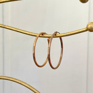 14KT Rose Gold Polished Thin Hoop Earrings 34mm