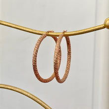 Load image into Gallery viewer, 14KT Rose Gold Satin + Diamond Cut Finished Hoop Earrings - LSJ