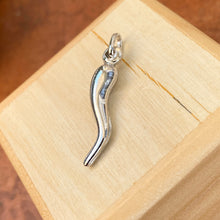 Load image into Gallery viewer, Sterling Silver Medium &quot;Cornicello&quot; Italian Horn Pendant 30mm