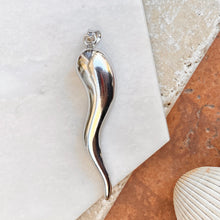 Load image into Gallery viewer, Sterling Silver Polished Corno Italian Horn Large Pendant 67mm