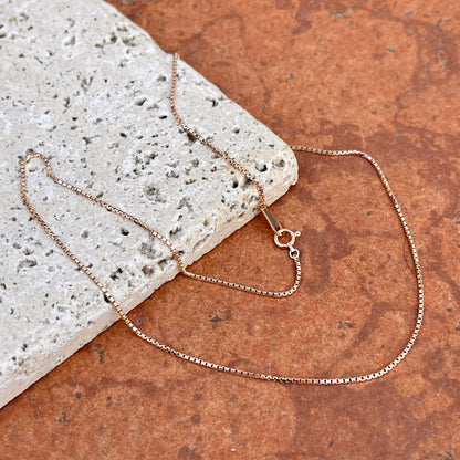 10KT Rose Gold Solid 1mm Box Chain Necklace