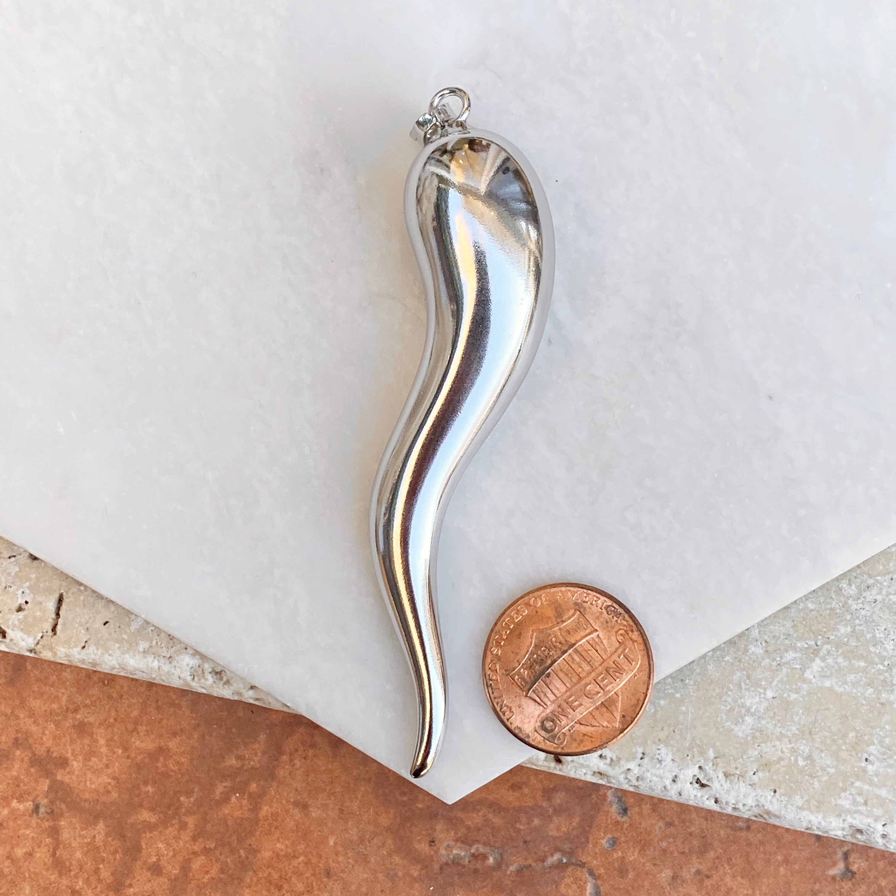 Collana Tuscany Silver Con Pendente A Corno In Onice Su Catena 46 Cm, Argento 925 Riciclato