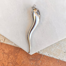 Load image into Gallery viewer, Sterling Silver Polished Corno Italian Horn Extra Large Pendant 84mm