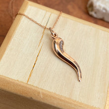 Load image into Gallery viewer, 14KT Rose Gold Small &quot;Cornicello&quot; Italian Horn Pendant Necklace