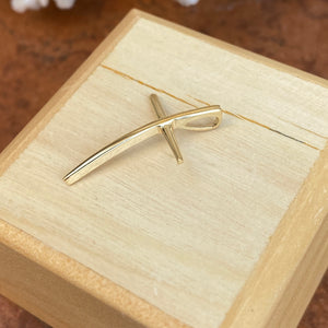 14KT Yellow Gold Curved Cross Pendant Slide