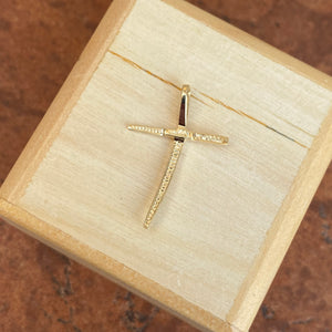 14KT Yellow Gold Curved Cross Pendant Slide