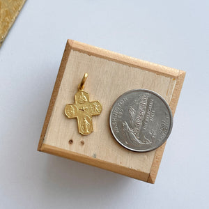 14KT Yellow Gold Matte Four Way Cross Medal Pendant