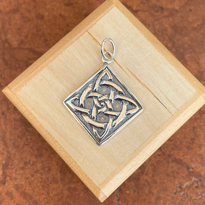 Sterling Silver Square Celtic Knot Pendant Charm
